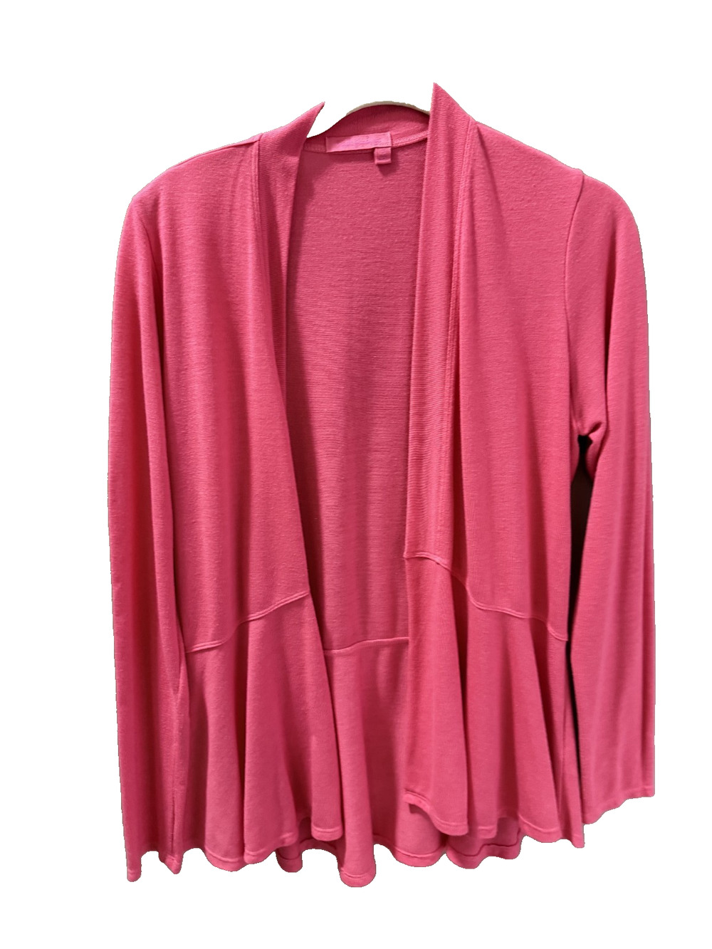 Fresh Produce Pink Open Front Cardigan Lightweight Peplum Hem Size M Cottagecore